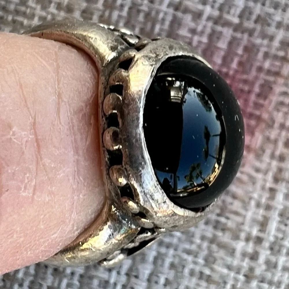 Exex Claudia Agudelo Sterling Silver Onyx Ring Sz 5